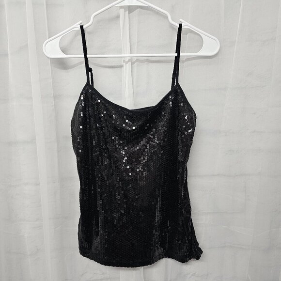 Ann Taylor Loft Tank Black Sequin Glam Club M - Picture 8 of 11